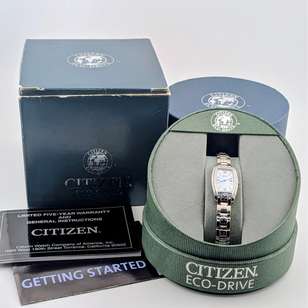 Citizen Eco-Drive Stiletto G670-S008590 NIB Sapphire MOP Genuine Diamond Watch